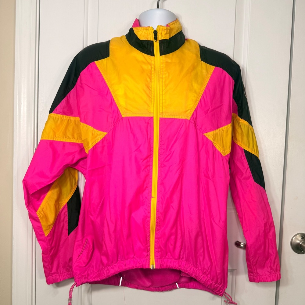 Vintage Nike Echelon Windbreaker Jacket Neon Colorblock Pink Yellow Large L